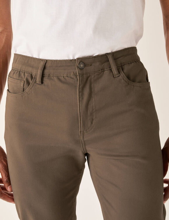 Comfortabele broek met 5 zakken en elastische tailleband, in gabardine - L30 (donkerbeige)