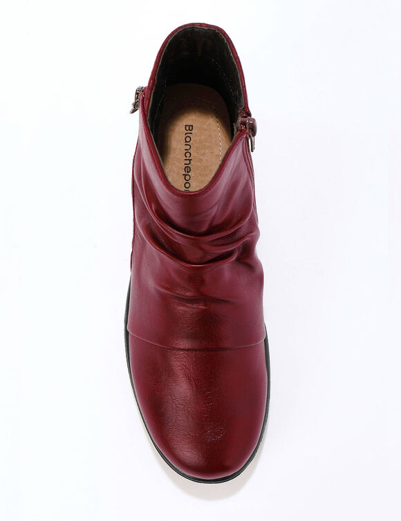 Boots met sleehak en rits, getextureerd effect achter (bordeaux)