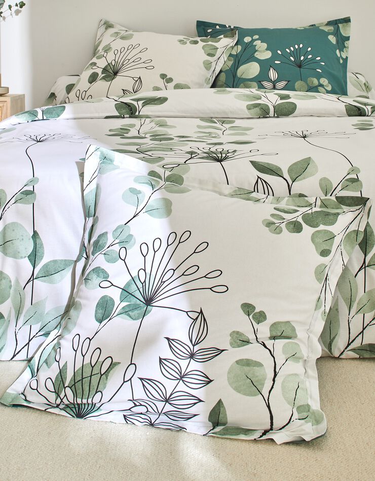 Linge de lit Danae en coton imprimé (vert d'eau)