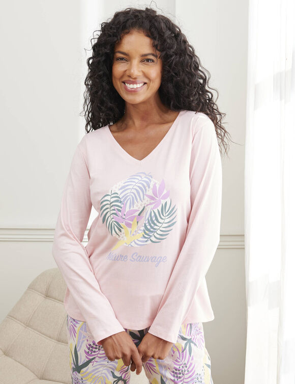 Tee-shirt manches longues "Nature Sauvage" (rose)