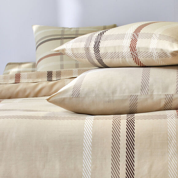 Linge de lit Karl imprim&eacute; &eacute;cossais - coton 52 fils/cm&sup2; (beige)