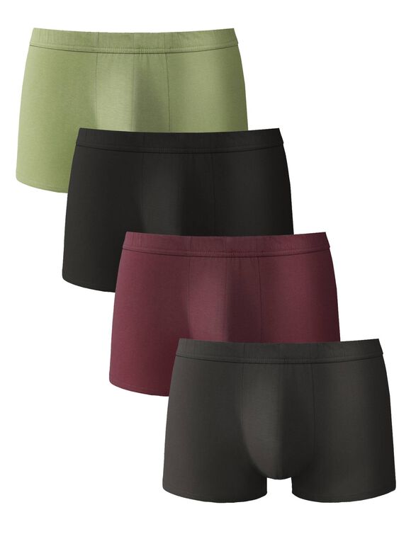 Shorty in 100% katoen - set van 4 (groen + rood + grijs)