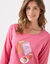 Chemise de nuit longue  manches longues motif «pause goûter» (bois de rose)