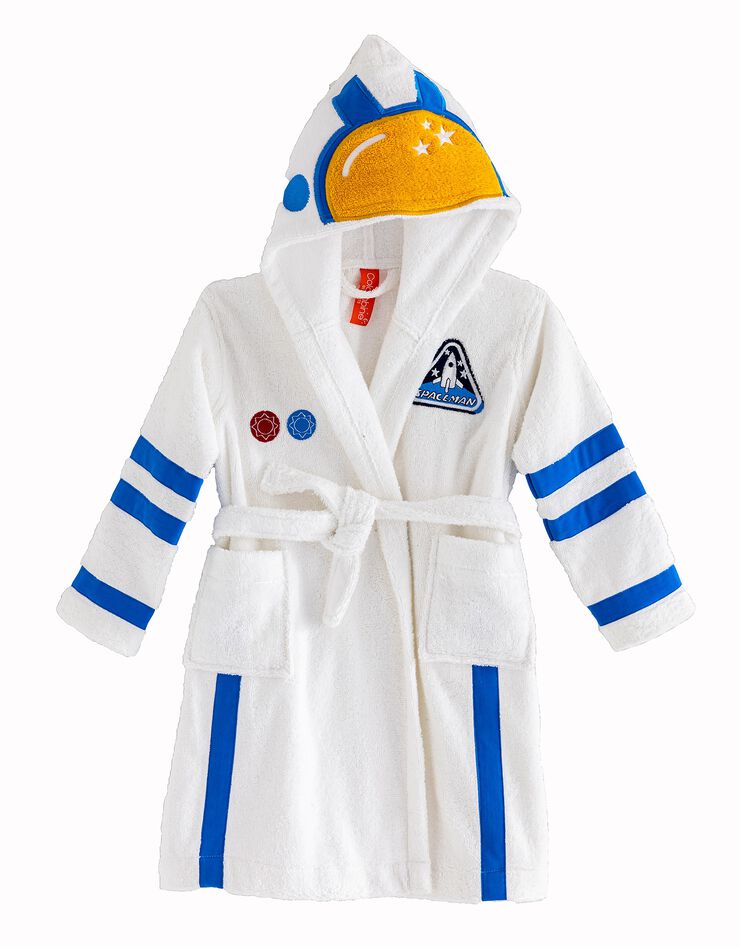 Peignoir de bain enfant astronaute éponge coton - 340g/m2 (blanc)