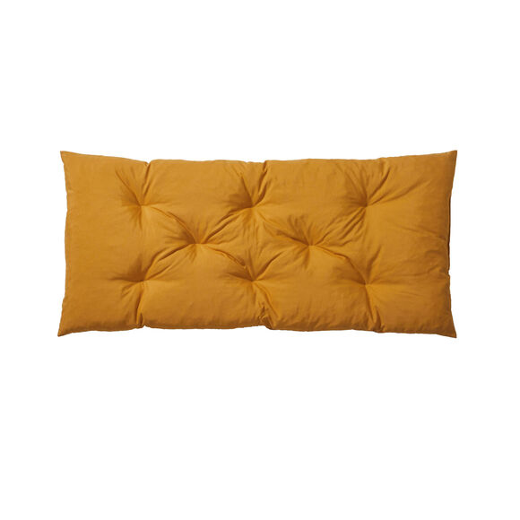 Long coussin d&eacute;co imprim&eacute; feuillage (miel)