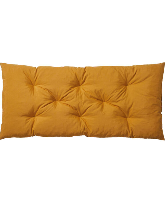 Long coussin d&eacute;co imprim&eacute; feuillage (miel)