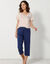 T- shirt pyjama manches courtes motif floral imprim&eacute;  (sable)