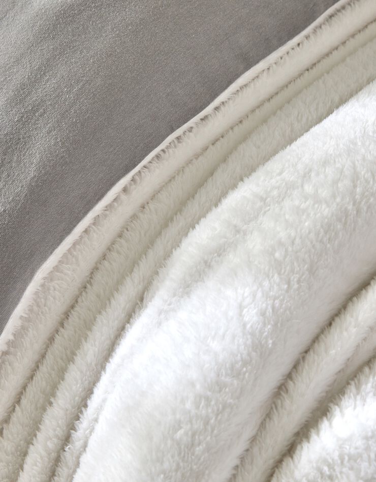Linge de lit réversible jersey polaire toucher peluche (gris)