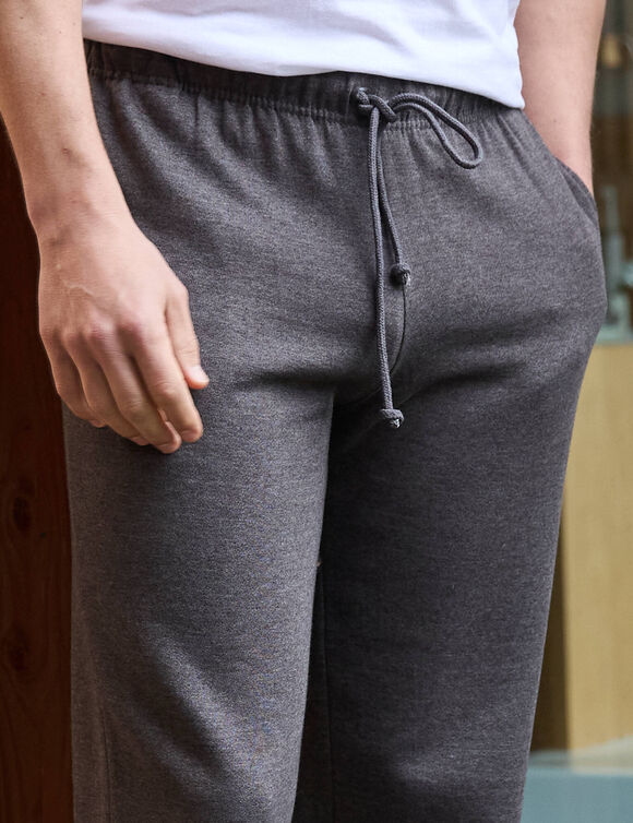 Pantalon jogging molleton bas élastiqué (anthracite chiné)