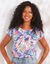 Bedrukt T-shirt met ronde hals (wit / paars)