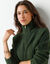 Robe pull col camionneur, maille c&ocirc;tel&eacute;e en laine m&eacute;lang&eacute;e (vert olive)