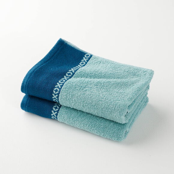 Collection serviettes de bain 420 gr/m&sup2; liteau tiss&eacute; fantaisie (vert d'eau)