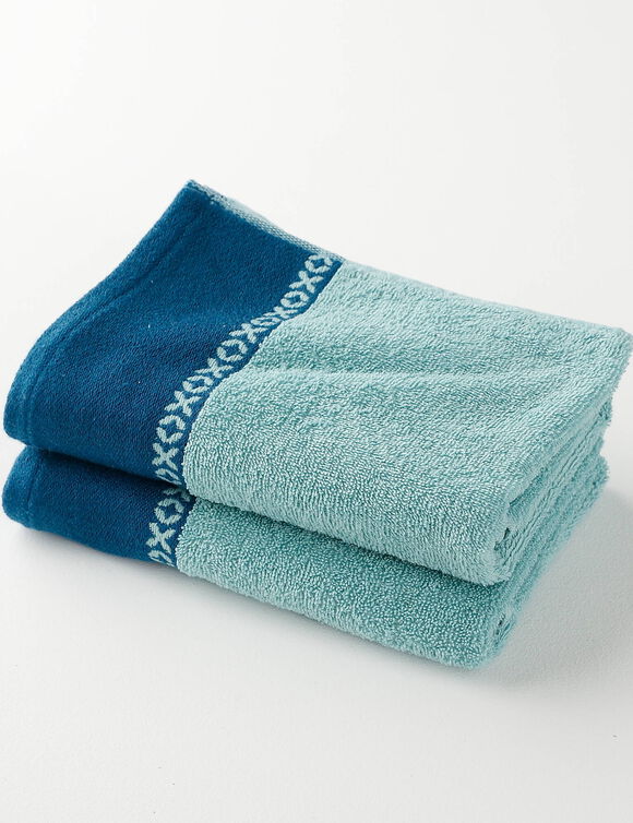 Collectie badhanddoeken 420 g/m2, geweven fantasie sierrand (watergroen)