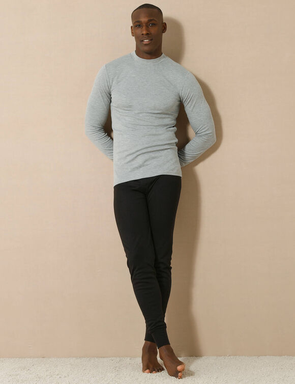 T-shirt sous-vêtement homme col montant manches longues chaleur intense - lot de 2 (gris chiné)