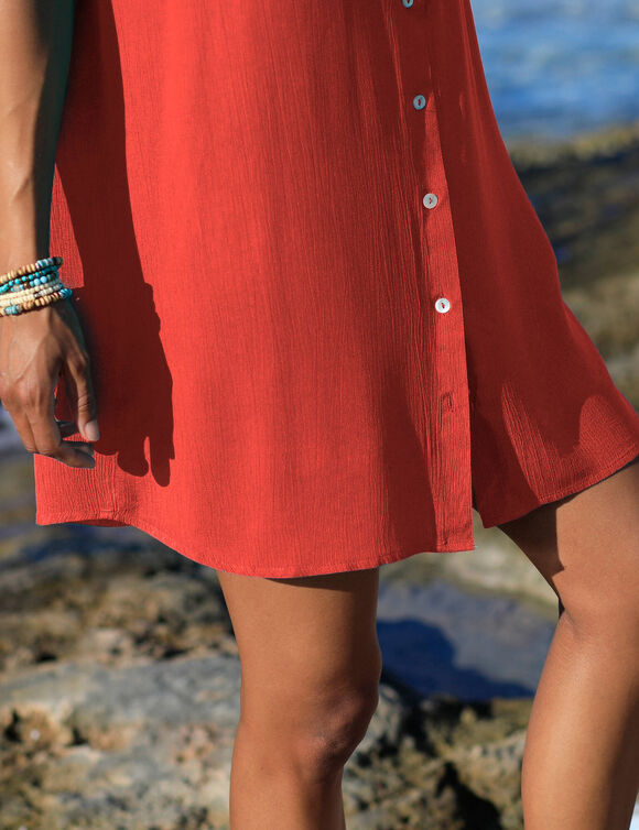 Robe de plage unie, cr&eacute;pon (grenadine)