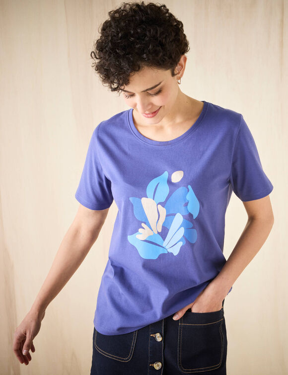T-shirt met korte mouwen en geplaatste print (marine)