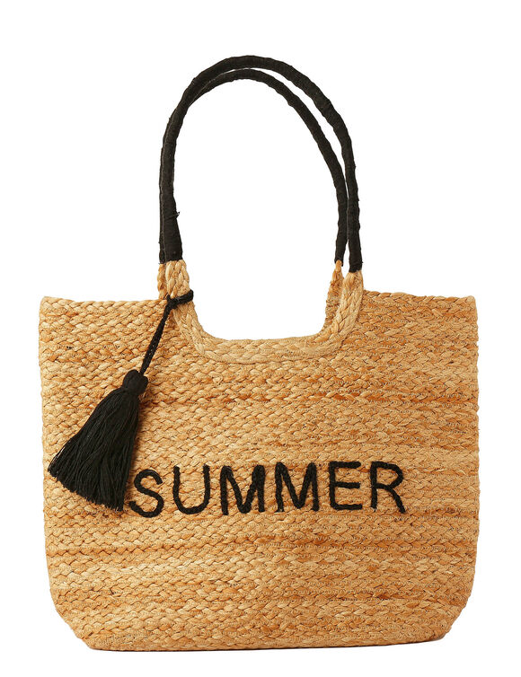 Sac de plage en jute brodé "summer" (naturel)