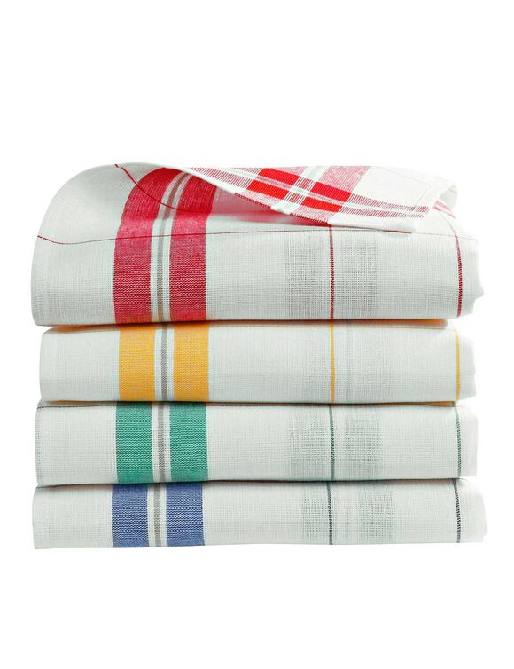 Geruite droogdoeken in halflinnen - sets (blauw / groen / geel / rood)