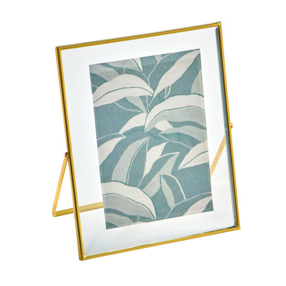 Cadre photo en verre transparent (dor&eacute;)