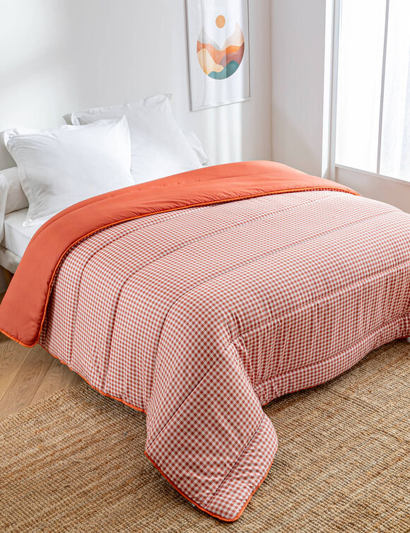 Couette microfibre imprim&eacute; vichy 200 g/m&sup2;  (tomette)