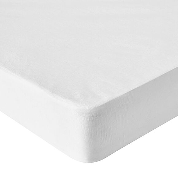Ondoorlatende matrasbeschermer in molton met Bi-ome® behandeling (wit)