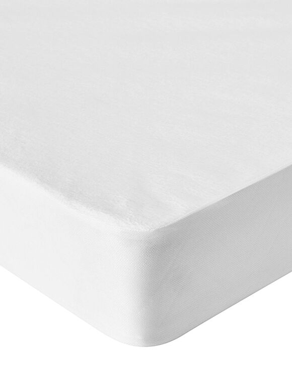 Ondoorlatende matrasbeschermer in molton met Bi-ome® behandeling (wit)