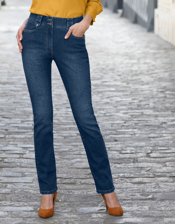 Rechte jeans met hoge taille - grote gestalte, dark blue, hi-res image number 3