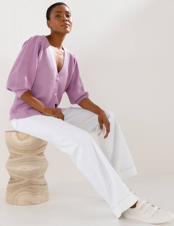 Vest met knopen en V-hals, patenttricot (parma)