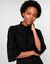 Blouse col volant&eacute; en dentelle, manches larges 3/4 (noir)