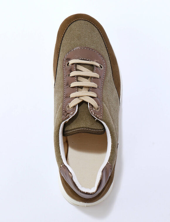 Baskets lac&eacute;es sp&eacute;cial pieds sensibles, en tissu souple (kaki)