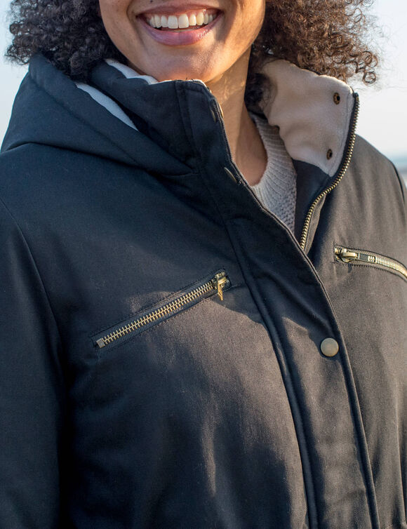Parka d&eacute;perlante doubl&eacute;e maille polaire (noir)