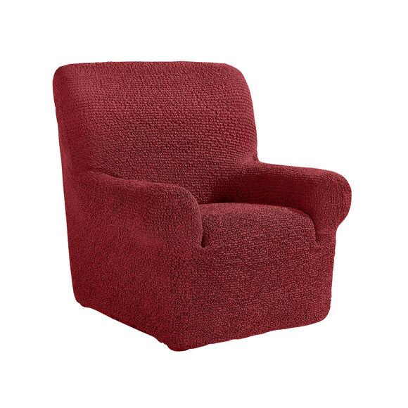 Housse bi-extensible microfibre gaufrée pour fauteuil et canapé (bordeaux)