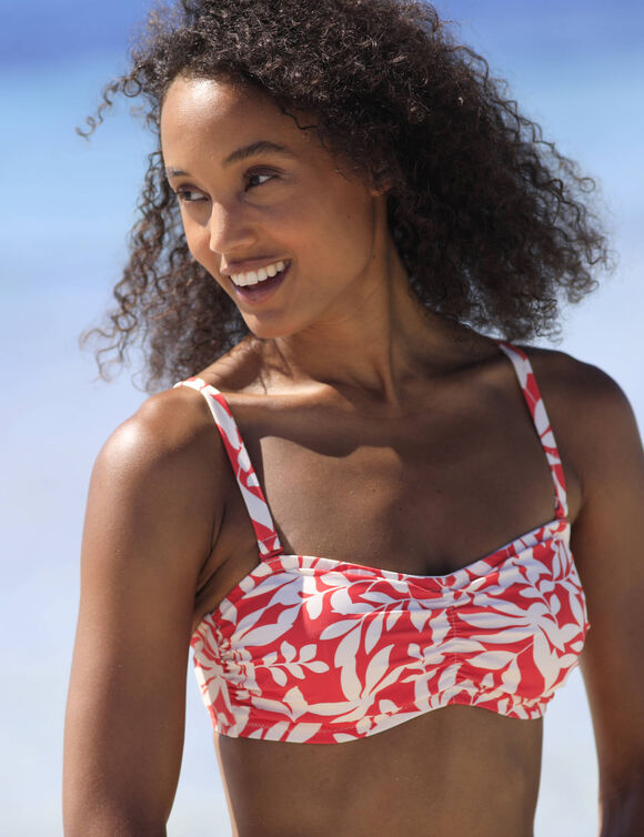 Haut de maillot de bain avec armatures Linao - forme bandeau (grenadine / écru)