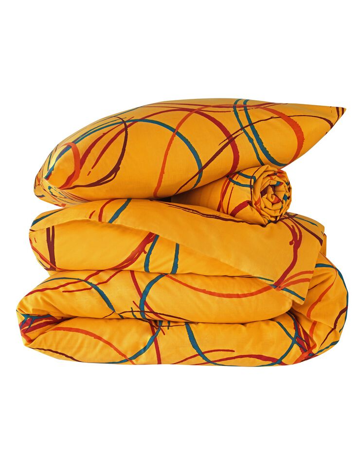 Linge de lit Noémie polycoton imprimé cercles (épice)