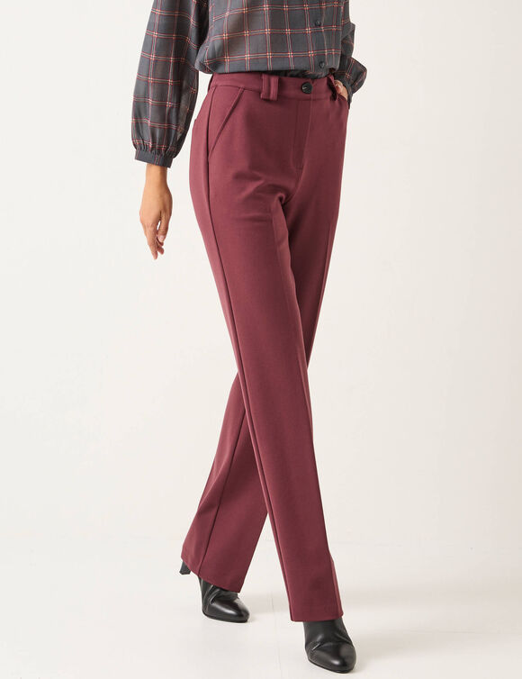 Pantalon droit, maille milano (bordeaux)
