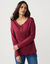 T-shirt col tunisien manches longues (bordeaux)