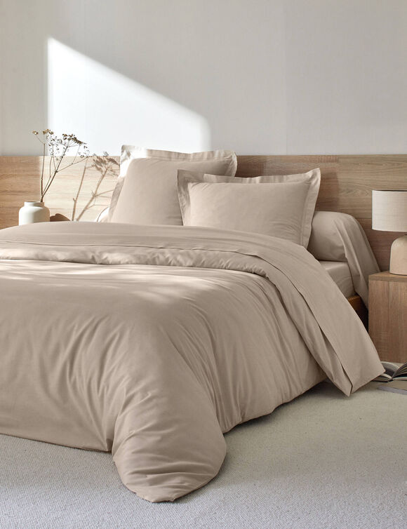 Linge de lit uni percale (sable)