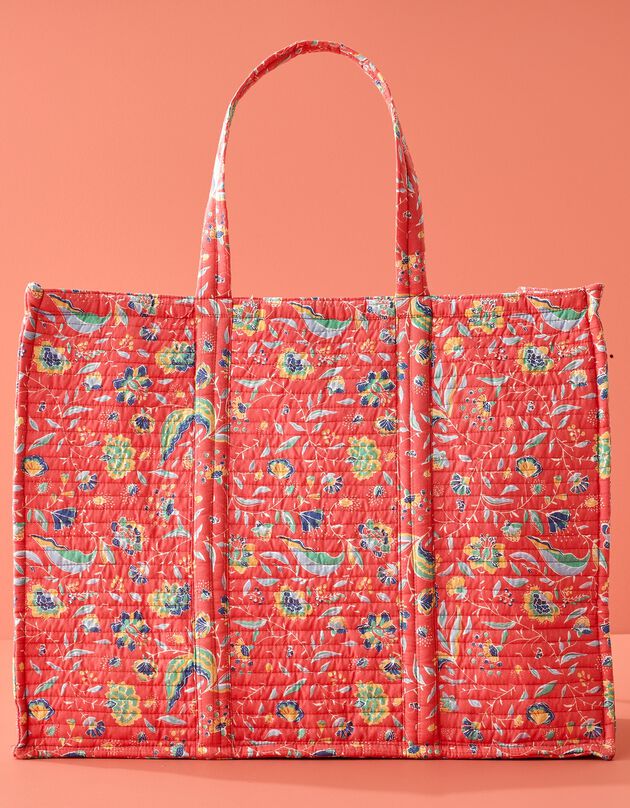 Grand sac de rangement, imprimé floral Indian Summer (corail / écru)