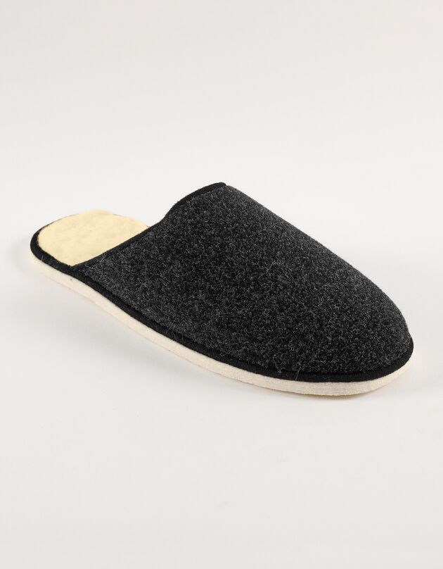 Mules homme silencieuses fourrées laine (gris)
