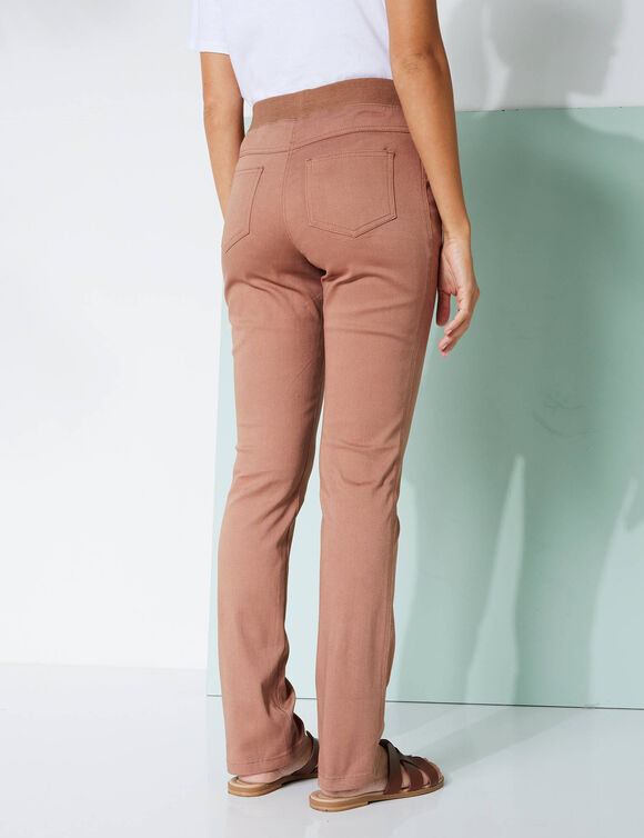 Pantalon droit "ultra confort" taille élastiquée (café)