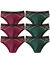Slip ferm&eacute; &eacute;lastiqu&eacute; surpiqu&eacute; taille confort - lot de 6 (bordeaux + vert)