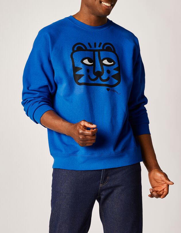 Sweat homme molleton imprimé, collection LEM (bleu)