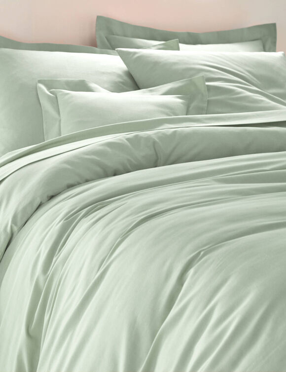 Linge de lit uni polyester-coton Colombine (vert amande)