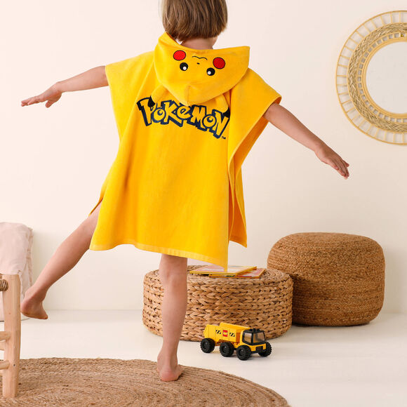 Gepersonaliseerde kinderbadponcho Pokémon®, katoenen badstof en velours - 280g/m2 (geel)