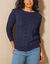 Trui met ronde hals, kabeltricot (marine)