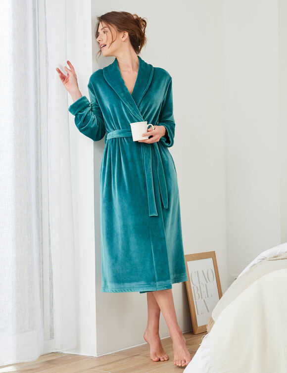 Peignoir velours uni (céladon)