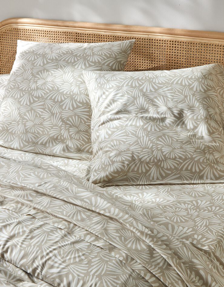 Bedlinnen Vick in katoen met grafisch eprint (beige)