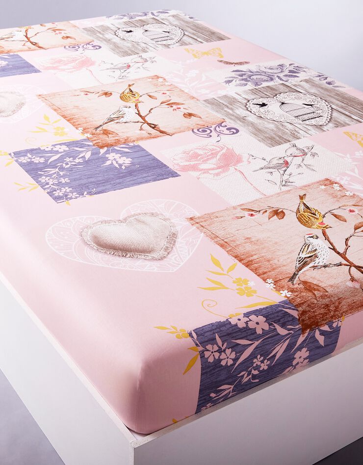 Linge de lit Agathe imprimé - flanelle (rose)