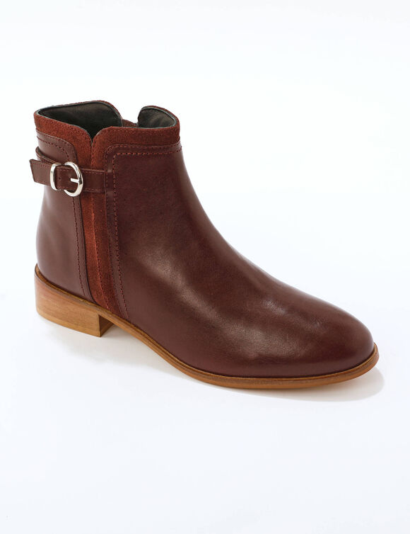 Platte boots in leer (bordeaux)