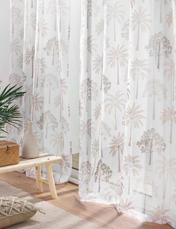 Voilage motif palmiers (naturel)